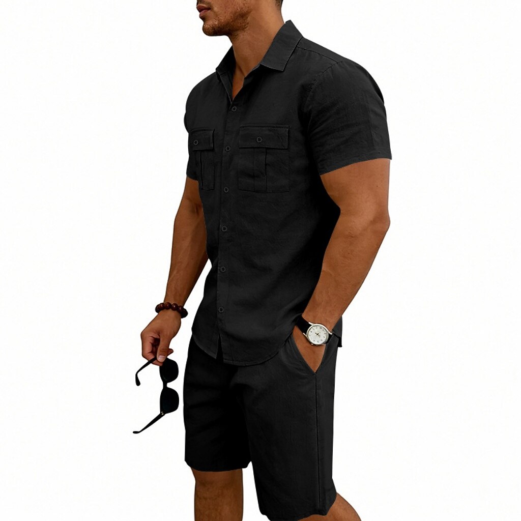 Men's Linen Shirt & Shorts Set