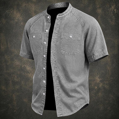 Vintage Washed Cotton Button Up Shirt