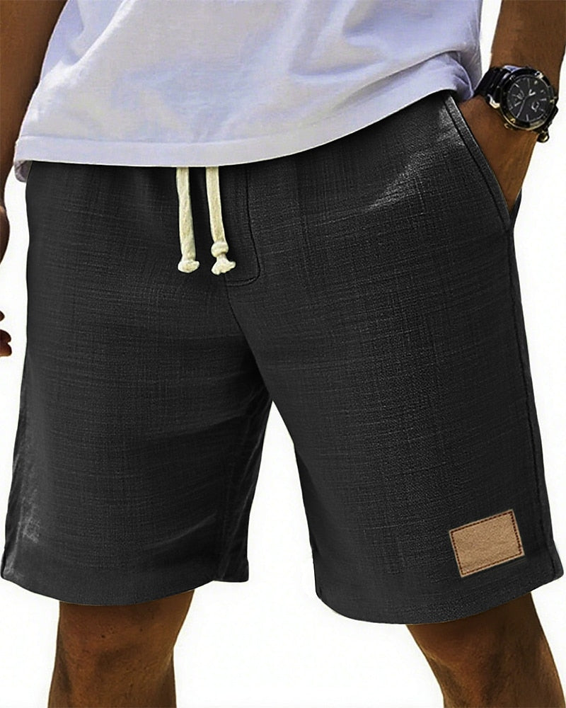 Men's Beach Linen Shorts-Drawstring Waist, Casual Summer Wear