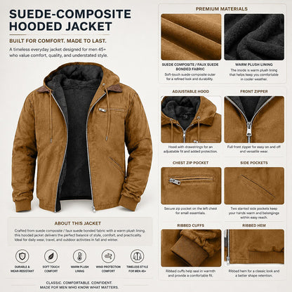 Suede Fleece Hooded Jacket for Everyday Wear