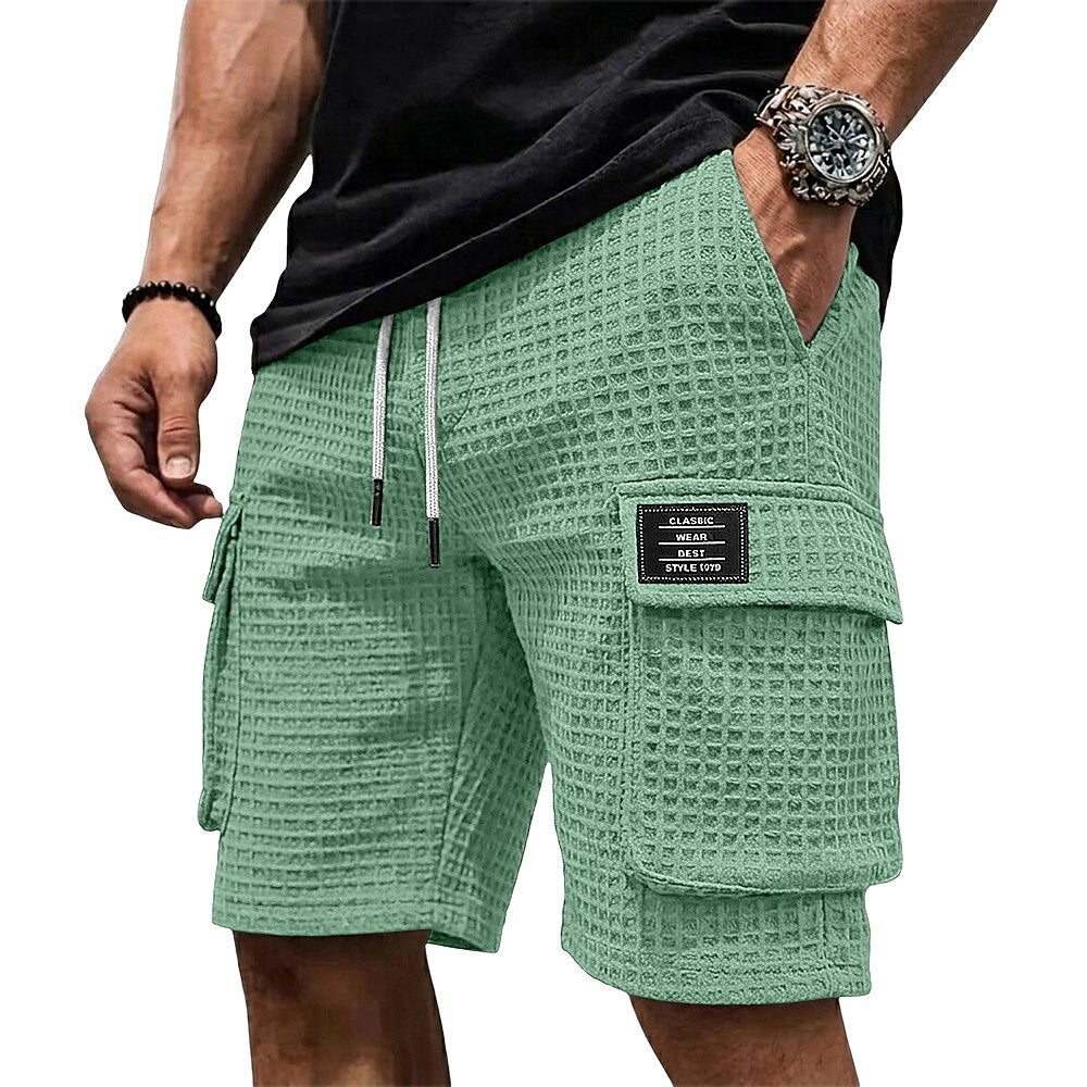 Men's Waffle Drawstring Cargo Shorts