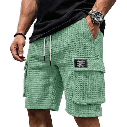 Men's Waffle Drawstring Cargo Shorts