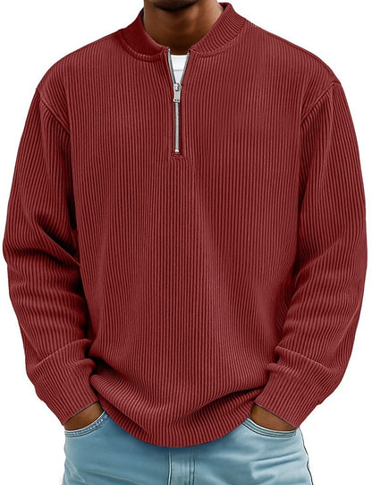 Breathable Zipped  Corduroy Henley Shirt