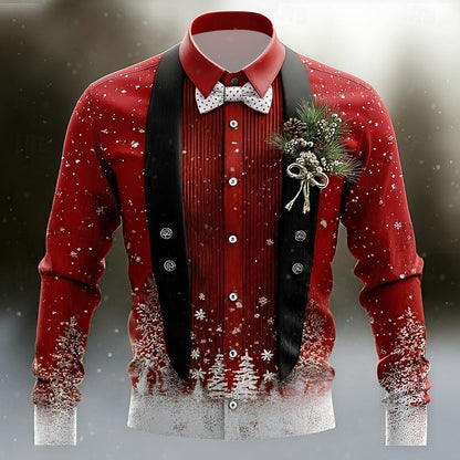 Christmas Suit Tie Costume Button Shirt