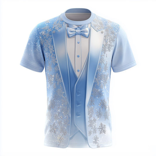 Men's Christmas Ice Blue Tuxedo T-Shirt