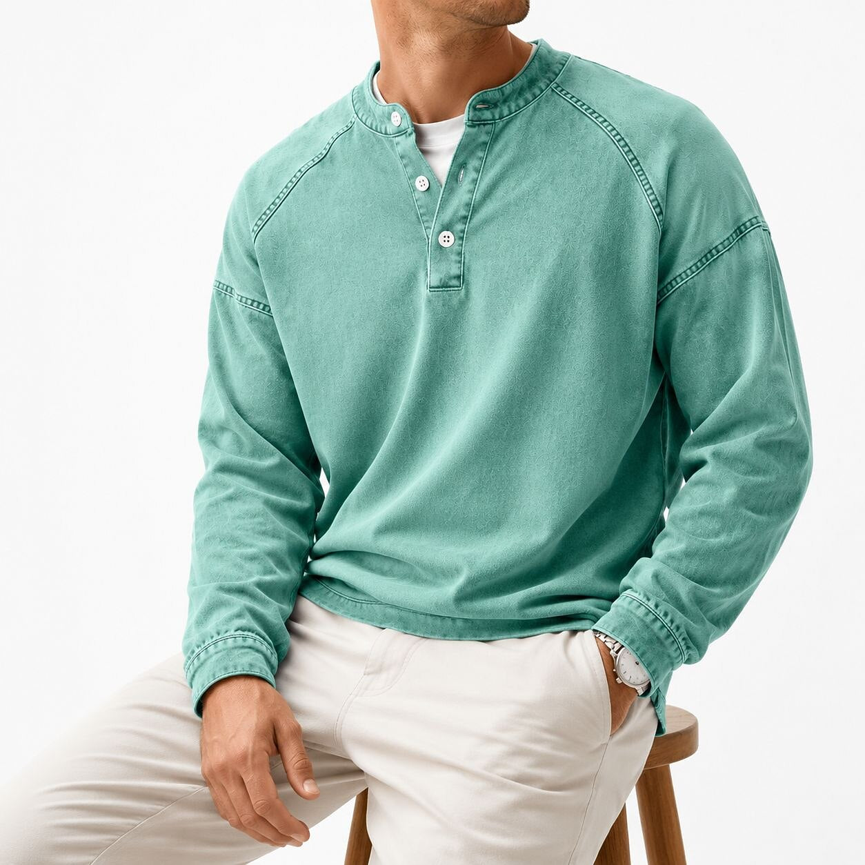 Vintage 100% Cotton Henley Shirt