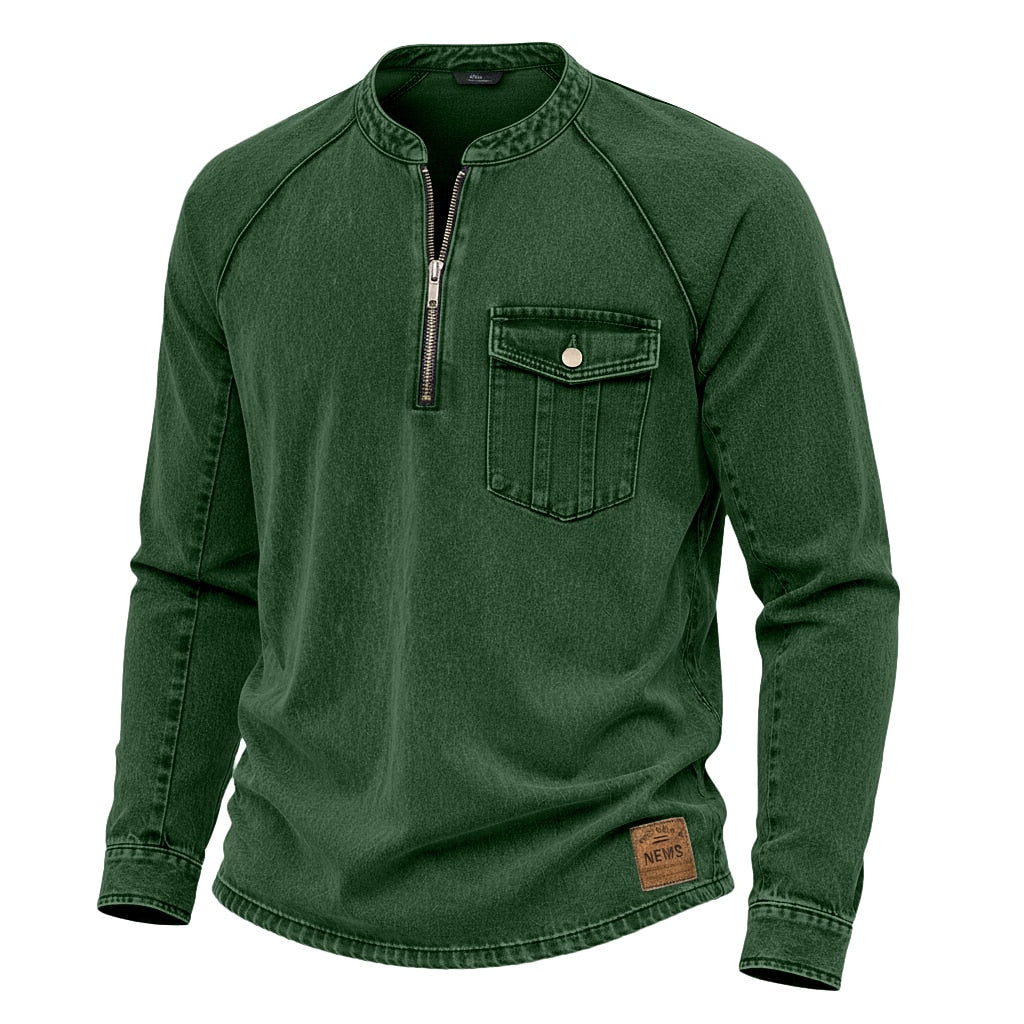 Premium Broken-in Cotton Henley Shirt