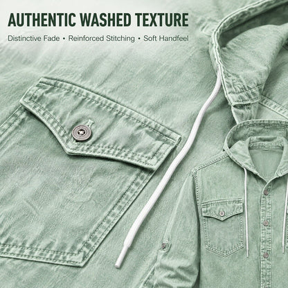 SoftFade Washed Hooded Denim Shirt
