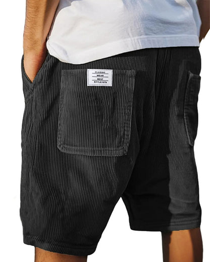 Men's Elastic Waist Corduroy Shorts-Summer Comfort Casual Shorts