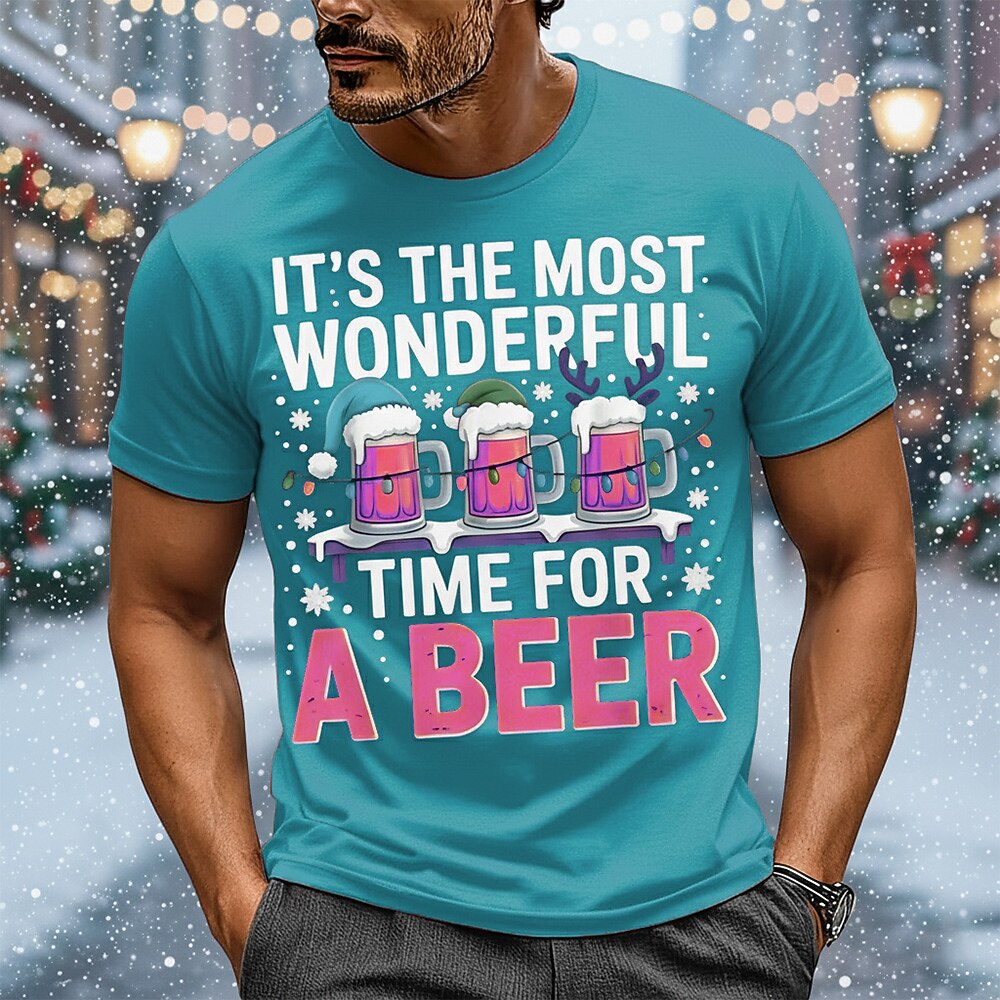 Christmas Wonderful Beer Time Graphic Tee