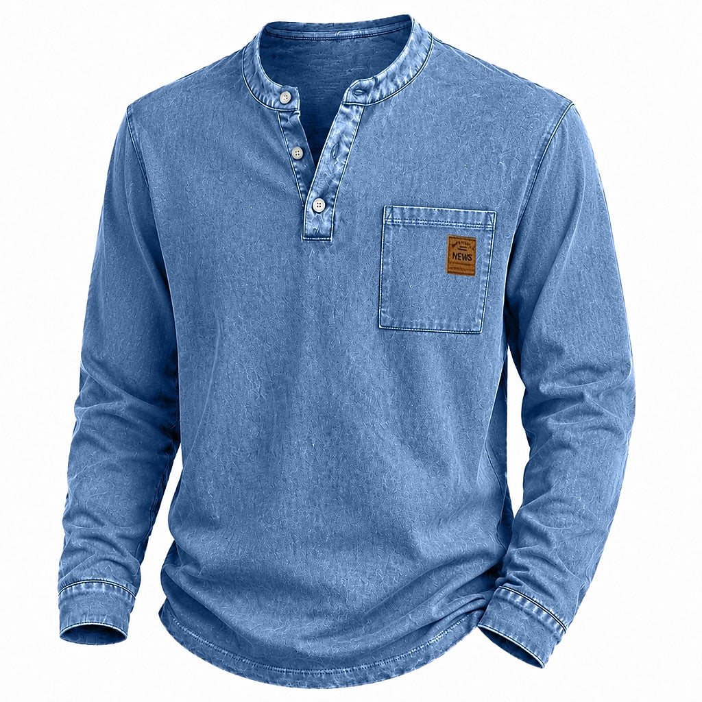 Broken-in Comfort 100% Cotton Henley Shirt