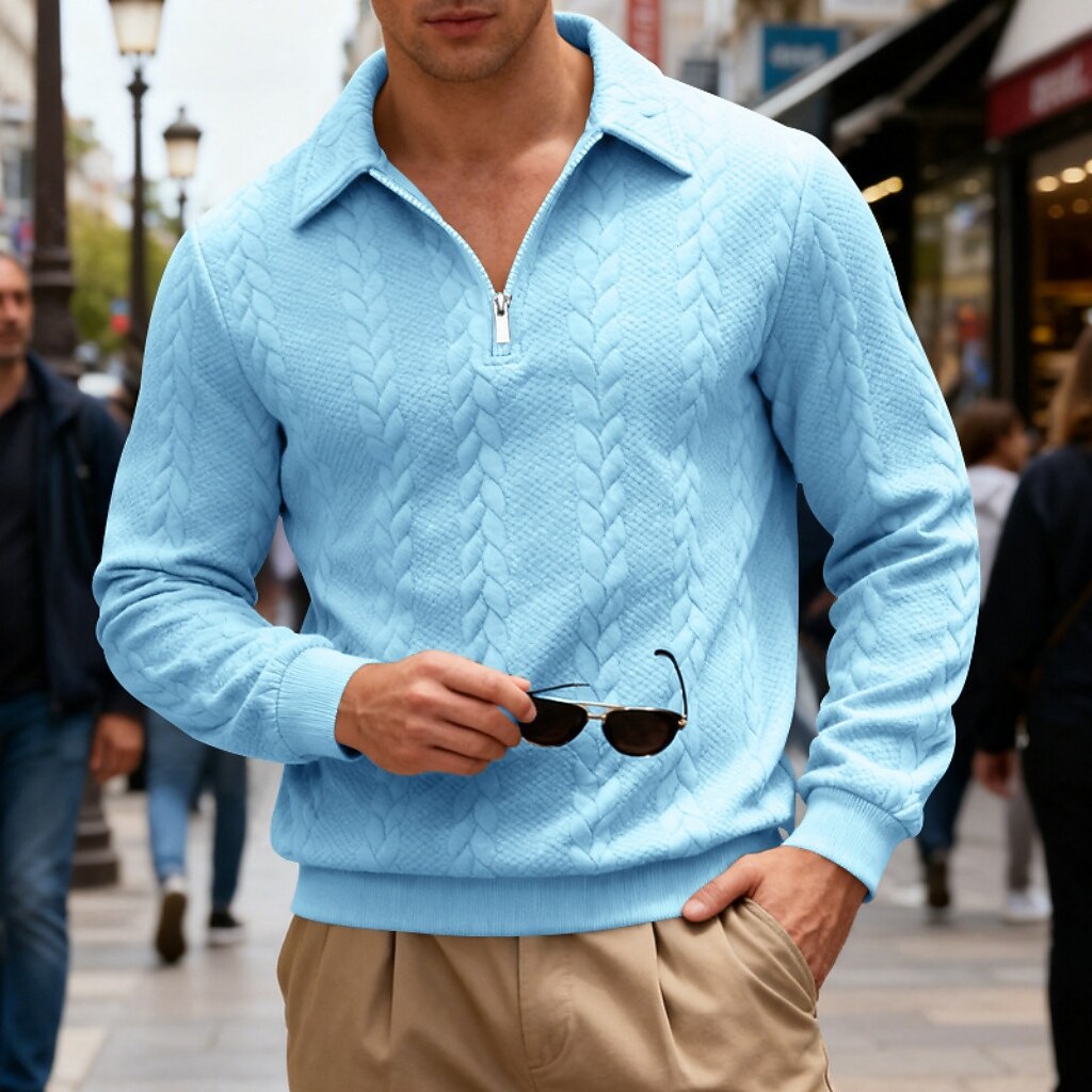 Men's Jacquard Soft Zipped Polo