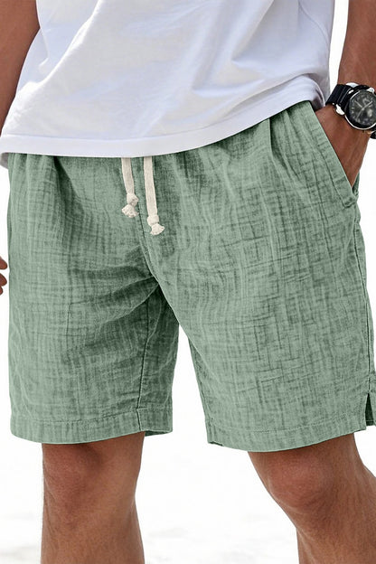 Men's Colorblock Linen Shorts-Comfortable Everyday Summer Shorts