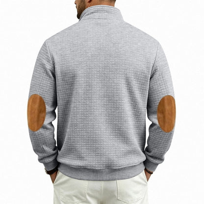 Textured Waffle Quarter Zip Pocket Sweatshirt