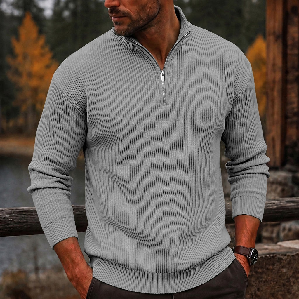 Quarter Zipped Corduroy Polo Shirt