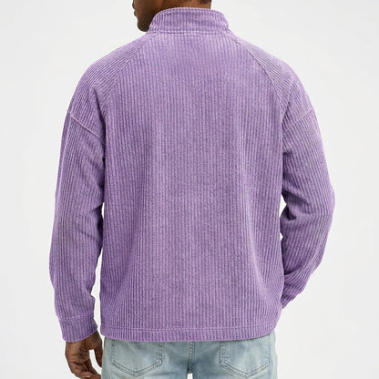 Corduroy Half Zip Mockneck Polo