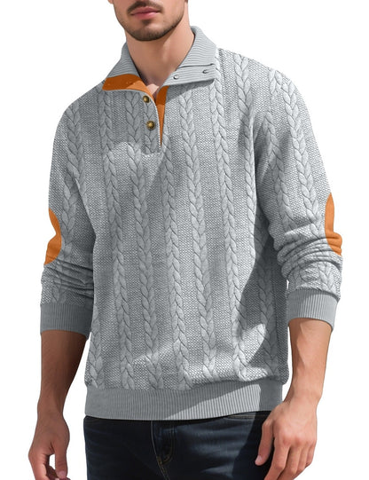Jacquard Button Up Textured Sweatshirt