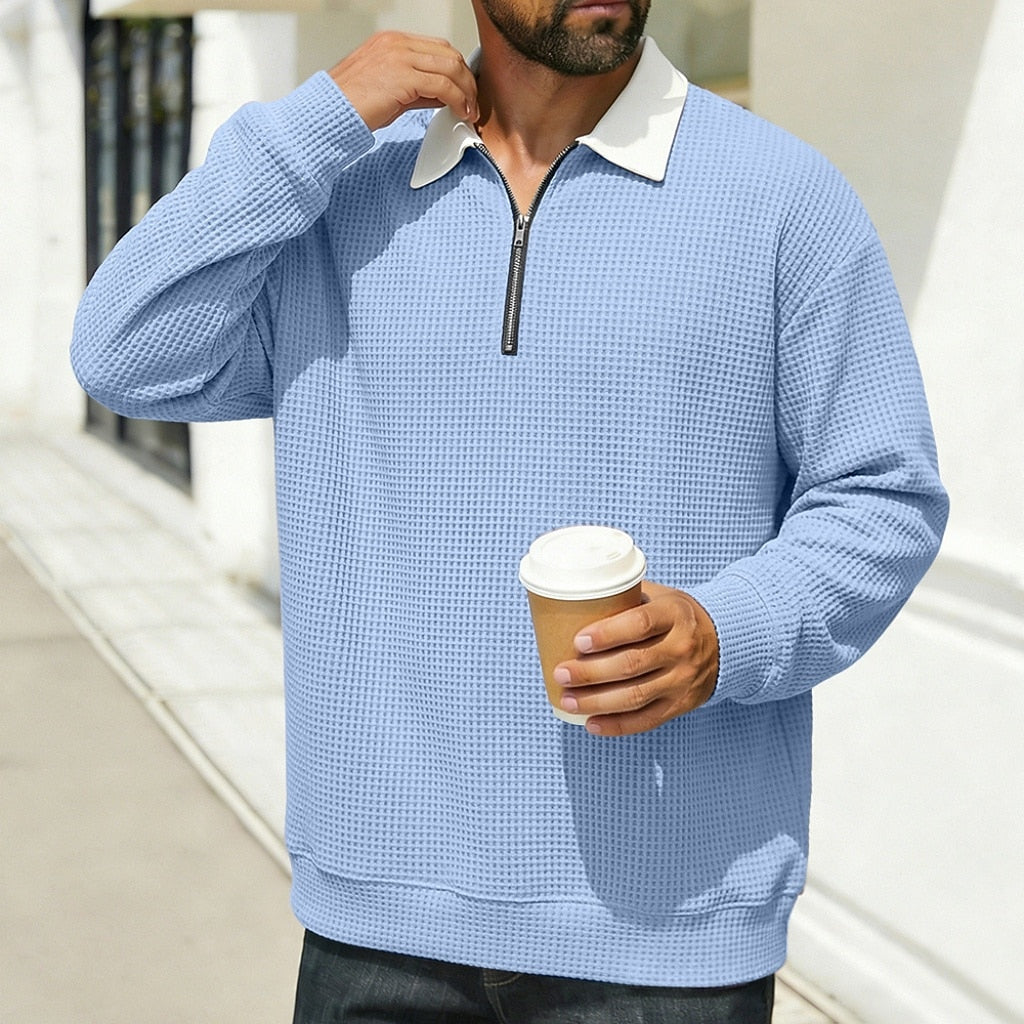 Cozy Waffle Quarter-Zip Polo Shirts