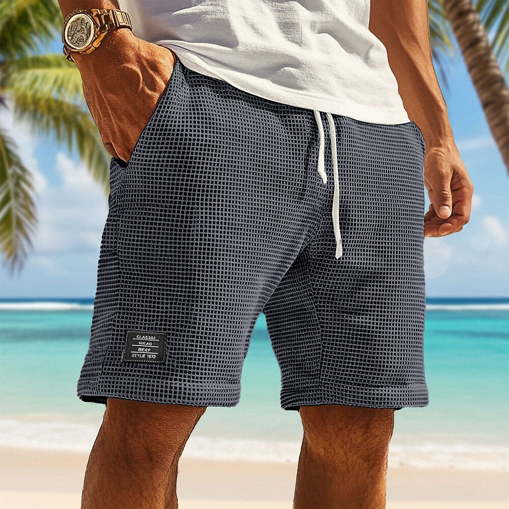 Men's Waffle Shorts With Elastic Waist