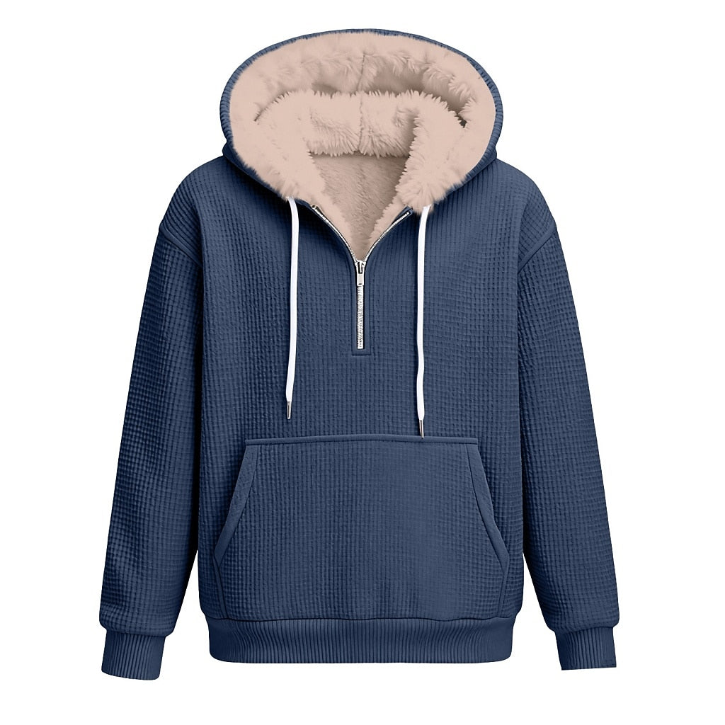 Quarter Zip Waffle Fleece Hoodie