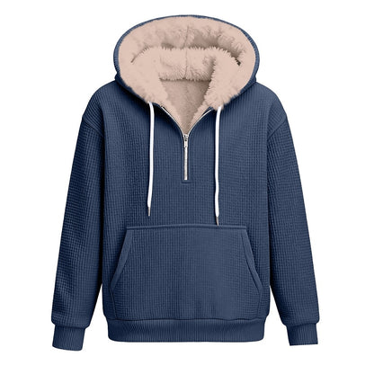 Quarter Zip Waffle Fleece Hoodie