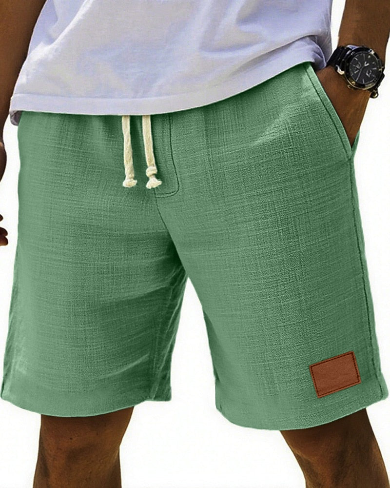 Men's Beach Linen Shorts-Drawstring Waist, Casual Summer Wear