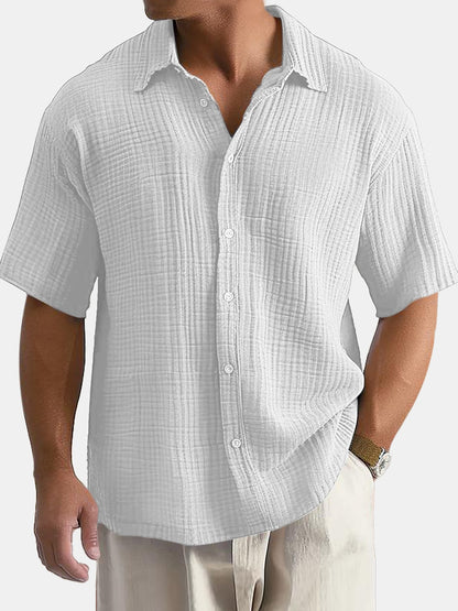 100% Cotton Textured Shirt - Short Sleeve Summer Essential