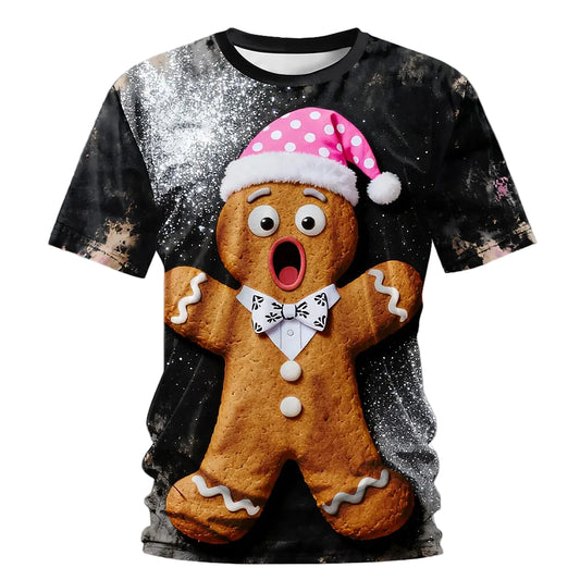 Men's Gingerbread Christmas Artistic Graphic T-Shirt