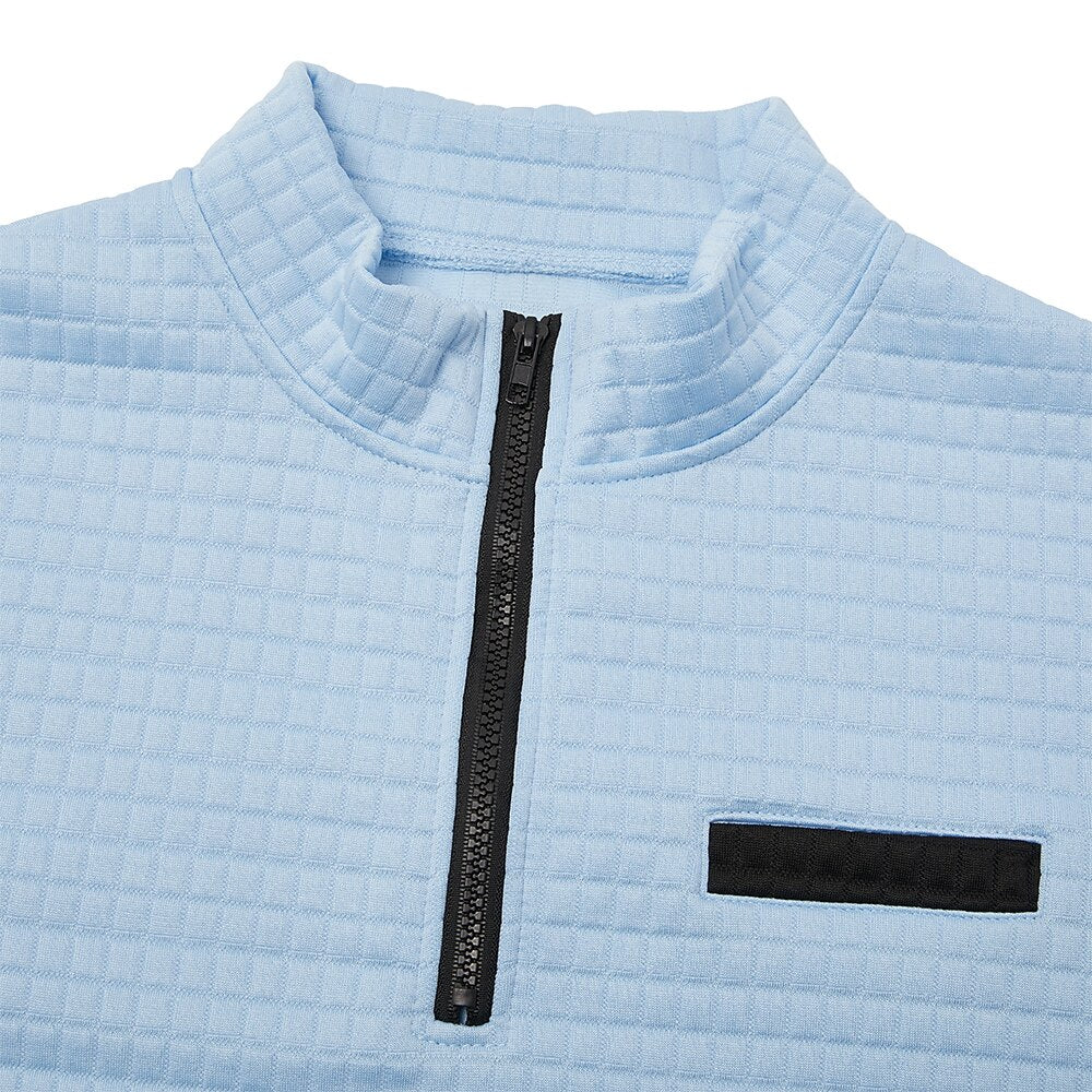 Quarter Zip Textured Waffle Polo