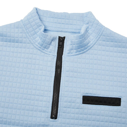 Quarter Zip Textured Waffle Polo