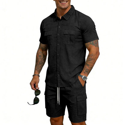 Cotton Linen Shirt & Shorts Set