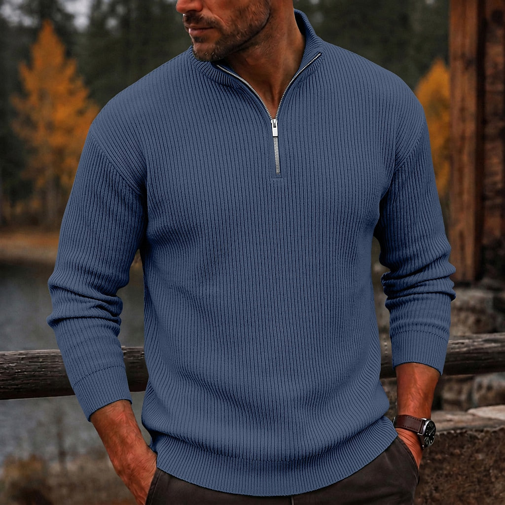 Quarter Zipped Corduroy Polo Shirt