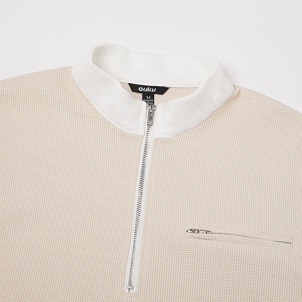 Half Zipped Waffle Polo Shirts