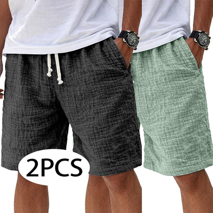 2Pcs Lightweight Linen Shorts