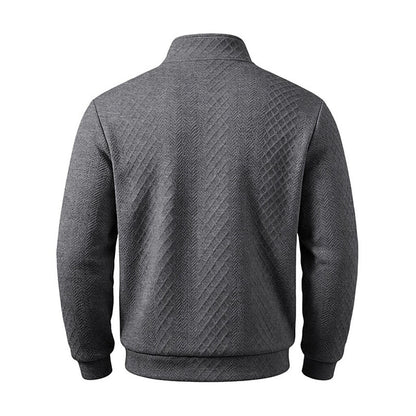 Textured Jacquard Stand Collar Sweatshirt