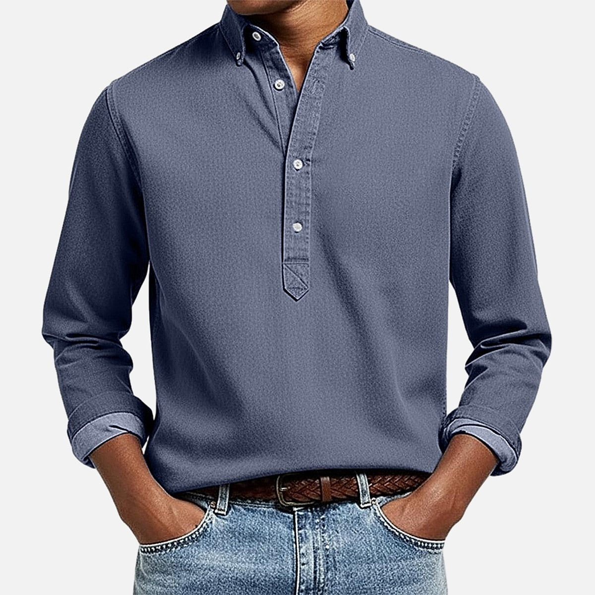 Long Sleeve Cotton Popover Shirt