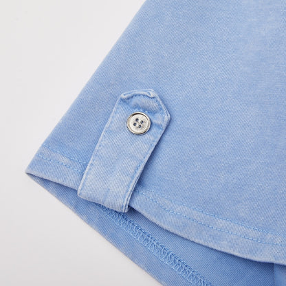100% Cotton Henley T-Shirt-Vintage Washed Look