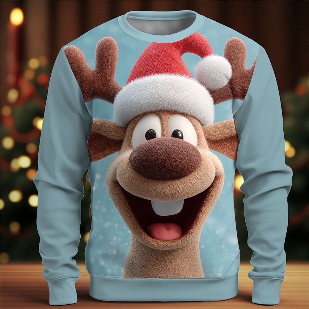 Christmas Elk Festive Party Crewneck Sweatshirt
