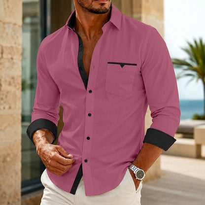 Colorblock Button Up Dress Shirt