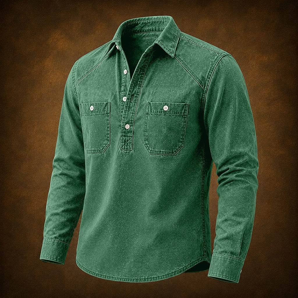 Vintage Washed Cotton Pocketed Polo Shirt