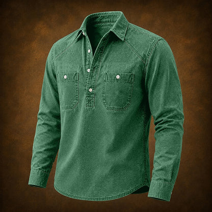 Vintage Washed Cotton Pocketed Polo Shirt