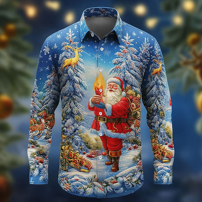 Men's Santa Tree Christmas Long Sleeve Shirt