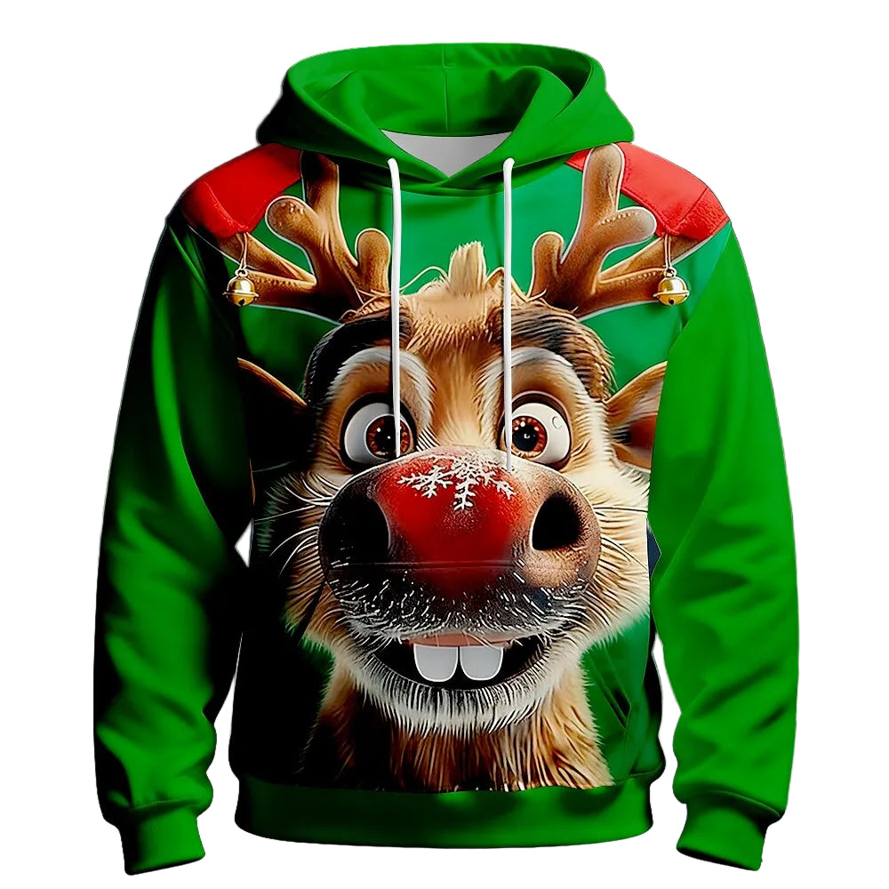 Christmas Moose Festive Holiday Pullover Hoodie