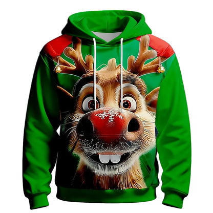 Christmas Moose Festive Holiday Pullover Hoodie