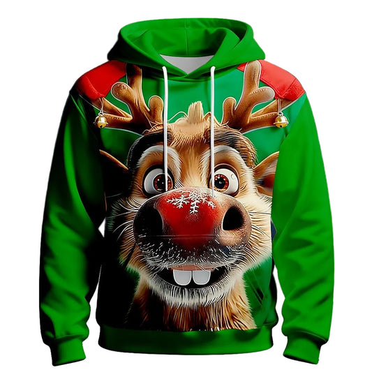 Christmas Moose Festive Holiday Pullover Hoodie