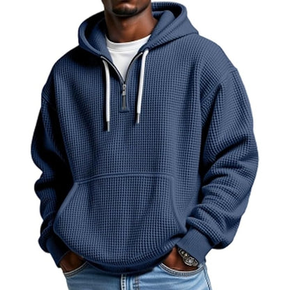 Classic Waffle Knit Quarter Zip Hoodie