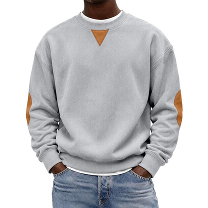 Patchwork Corduroy Crew Neck Sweatshirt