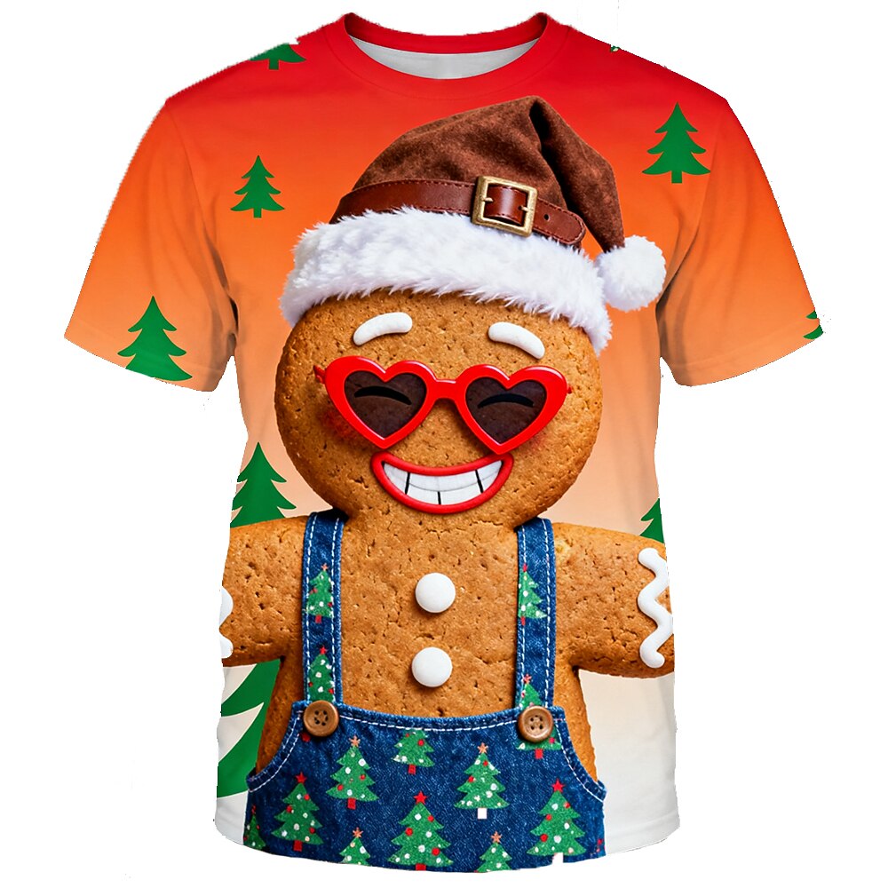 Men's Gingerbread Christmas 3D Graphic T-Shirt