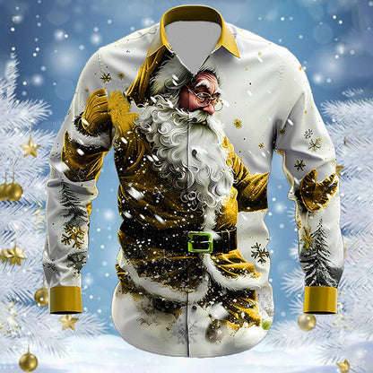 Men's Santa Christmas 3D Button-Up Shirt