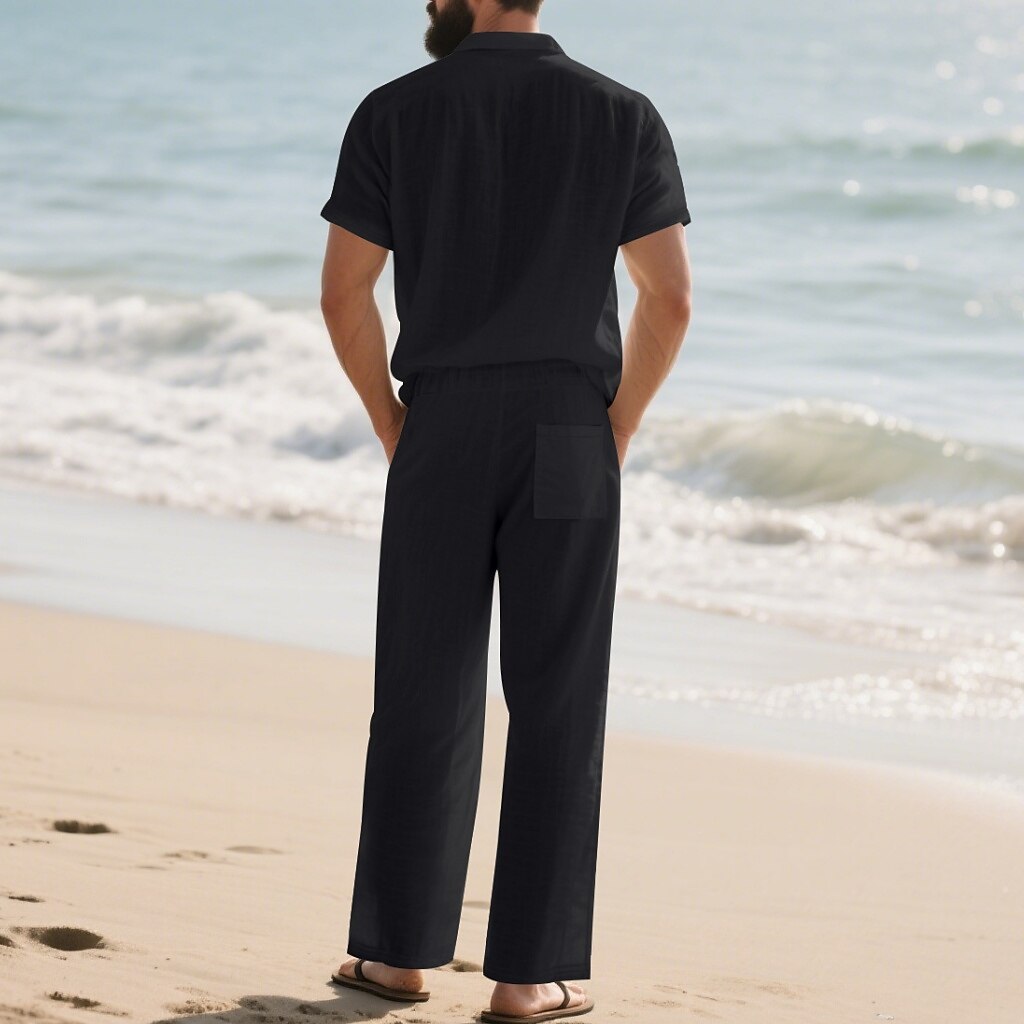 2-Piece Outfit-Linen Shirt with Pants